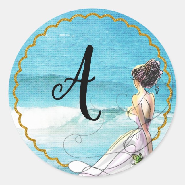 Beach Wedding Illustration Sticker (Front)