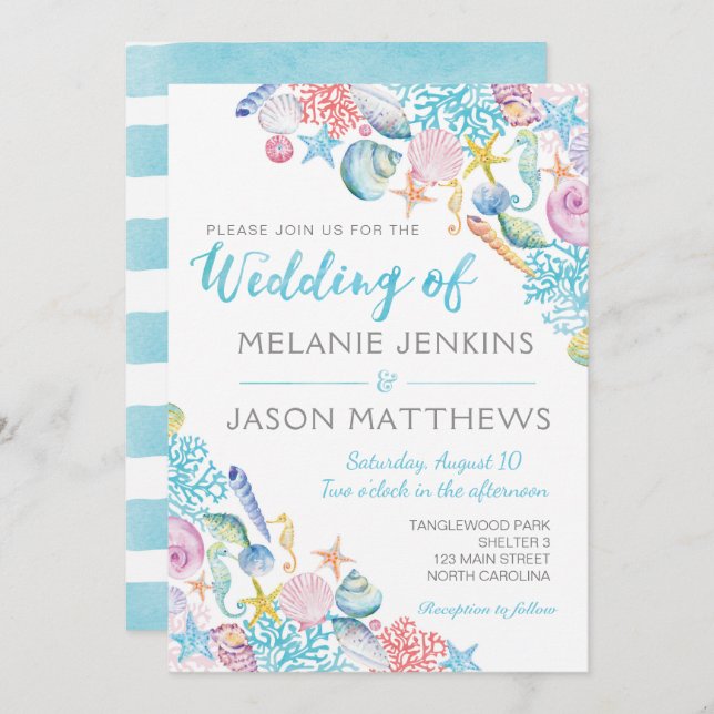 Beach Wedding Invitation (Front/Back)