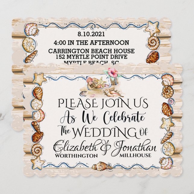Beach Wedding Invitation (Front/Back)
