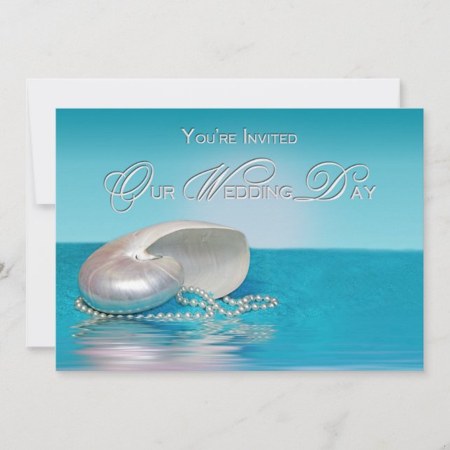 Beach Wedding Invitation - Beach/Shell (Front)