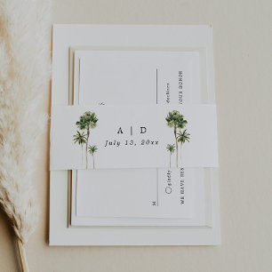 Beach Wedding Invitation Belly Band Wrap