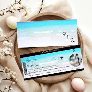 Beach Wedding invitation Boarding pass ticket