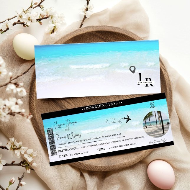 Beach Wedding invitation Boarding pass ticket (Creator Uploaded)
