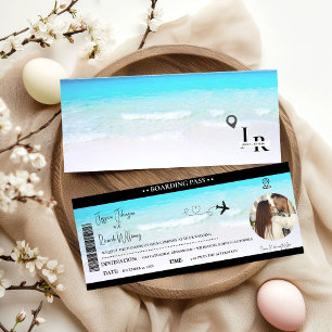 Beach Wedding invitation Boarding pass ticket