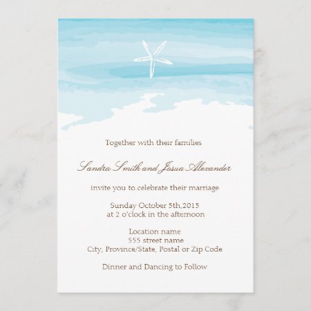 Beach Wedding Invitation ı Starfish & Sea