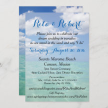 Beach Wedding Invitation - Ocean III Art on Back