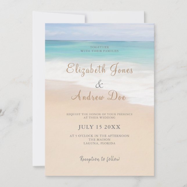 Beach Wedding Invitation Seaside/Oceanside Wedding (Front)
