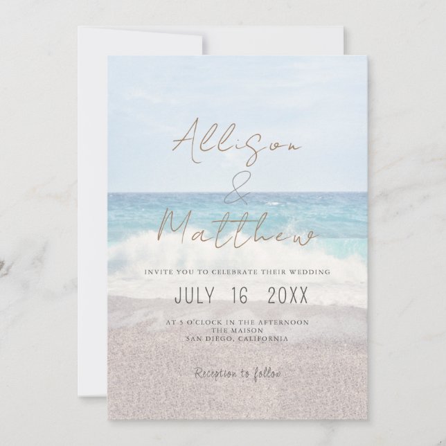 Beach Wedding Invitation Seaside/Oceanside Wedding (Front)