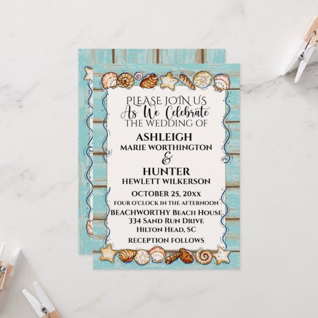 Beach Wedding Invitation Template Version 2 (Front/Back In Situ)