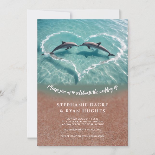 Beach wedding invitation, tropical wedding invitation (Front)