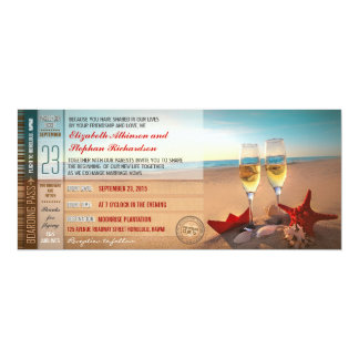 beach wedding invitations - boarding pass tickets