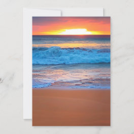 Beach Wedding Invitations Sunset Ocean Waves