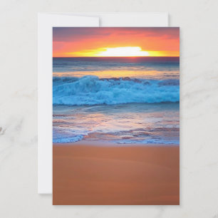 Beach Wedding Invitations Sunset Ocean Waves
