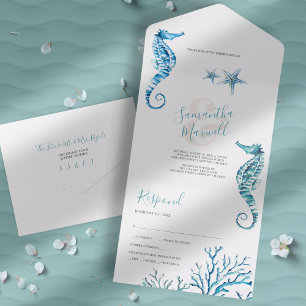 Beach Wedding Invitations with RSVP