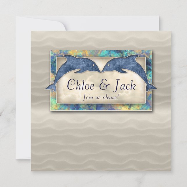Beach Wedding Invite Dolphin Luau Party Nautical (Front)