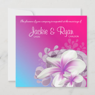 Beach Wedding Invite Plumeria Flower Purple Pink