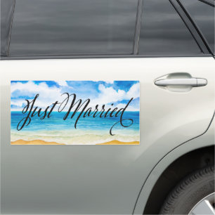 Beach Wedding Just Married Car Magnet