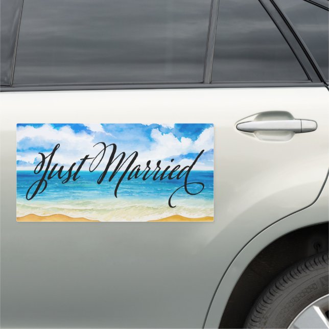 Beach Wedding Just Married Car Magnet (In Situ)
