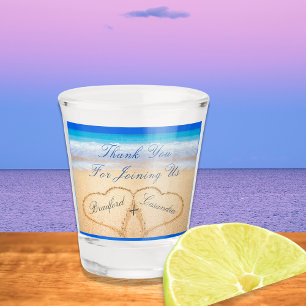  Beach Wedding Keepsake Hearts in Sand  Shot Glass