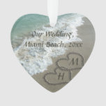 Beach Wedding Keepsake Interlocking Hearts Ornament at Zazzle