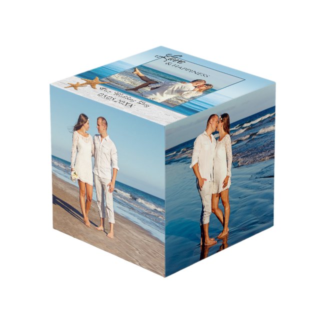 Beach Wedding Keepsake Photo Cube