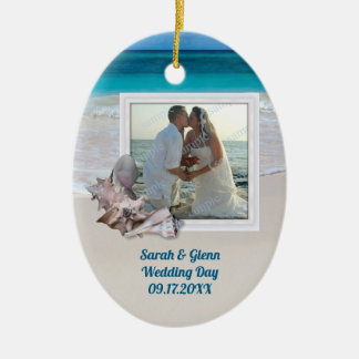 Beach Wedding Keepsake Photo Ornament