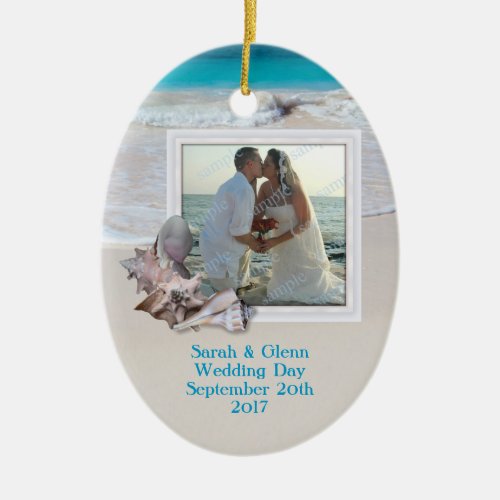 Beach Wedding Keepsake Photo Ornament