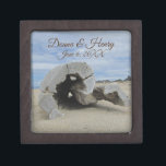 Beach Wedding Large Driftwood on Pacific Coast Gift Box<br><div class="desc">This gift box is a beautiful keepsake for a beach wedding and a convenient place to hold small mementos from a special day. This large piece of driftwood has been washed up onto a Pacific Ocean beach and has slowly formed a hollow circle in it's center. The brown sand compliments...</div>