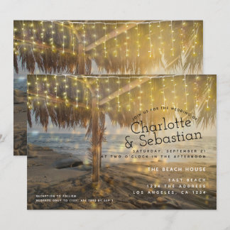 Beach Wedding Light String Personalized Invitation