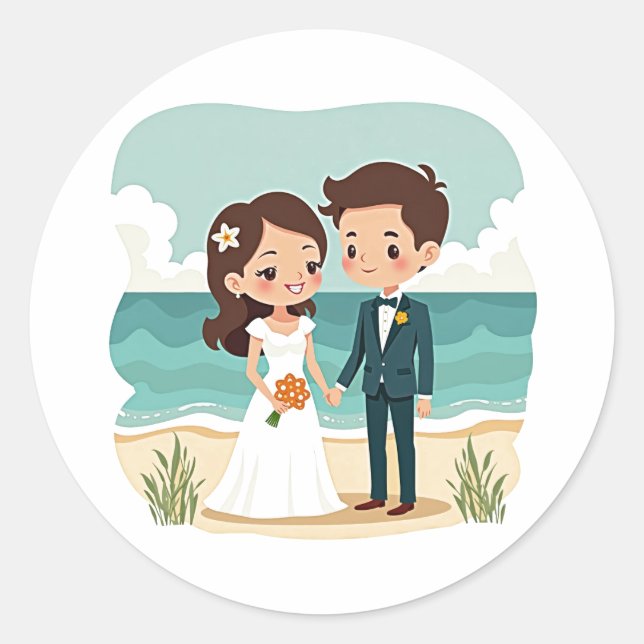 Beach Wedding Love Stickers (Front)