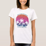 Beach Wedding Matching Bridal Party Bridesmaid T-Shirt<br><div class="desc">Cool matching beach t-shirts for your bridal party to wear to a bachelorette party for an island destination wedding. Features beautiful palm trees in front of a pretty pink beach sunset. Perfect tropical custom tees for your summer trip to the sea.</div>
