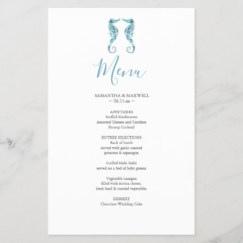 Beach Wedding Menu Budget Flyer