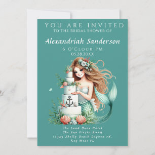Beach Wedding Mermaid Bridal Shower Invitation