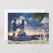 Beach Wedding Message in a Bottle Save the Date Announcement Postcard (Front/Back)