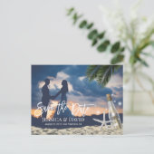 Beach Wedding Message in a Bottle Save the Date Announcement Postcard (Standing Front)