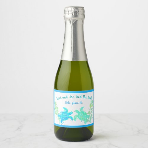 Beach Wedding Mini Sparkling Wine Bottle Label