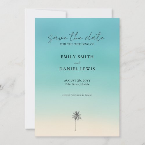 Beach Wedding Modern Minimalist Save The Date Card