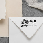 Beach Wedding Monogram Elegant Simple Palm Tree Self-inking Stamp<br><div class="desc">Make addressing your wedding invitations a breeze with our Beach Wedding Monogram Elegant Simple Palm Tree Self-Inking Stamp. This modern return address stamp is the perfect addition to your wedding stationery, featuring a sleek and stylish design with a tropical palm tree motif. Crafted with high-quality materials, it provides crisp and...</div>