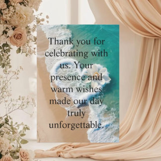 Beach Wedding Monogram Hearts in the Sand Magnet T Thank You Card