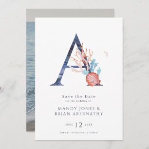Beach Wedding Monogram Photo Save the Date