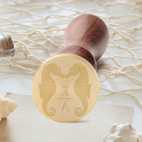Beach Wedding Monogram Seahorses Wax Seal Stamp