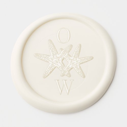 Beach Wedding Monogram Starfish Elegant Wax Seal Sticker