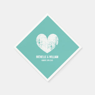 Beach wedding napkins rustic turquoise and white