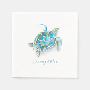 Beach Wedding Napkins Sea Turtle