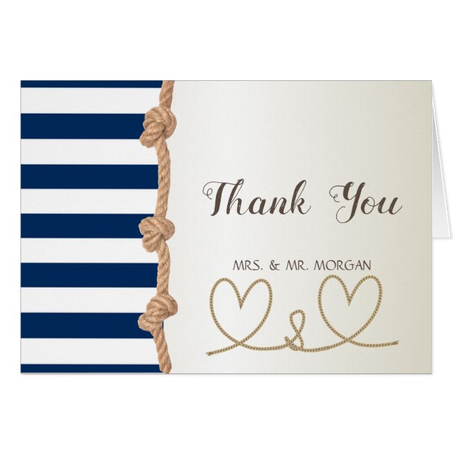 Beach  Wedding Navy Rope, Hearts ,Stripes (Front Horizontal)