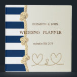 Beach Wedding Navy Rope,Hearts Stripes 3 Ring Binder<br><div class="desc">Beach wedding planner.</div>