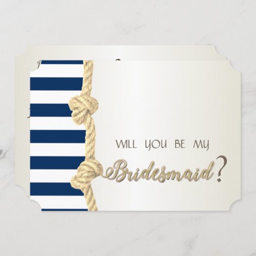 Beach WeddingNavy RopeStripes  Bridesmaid Card