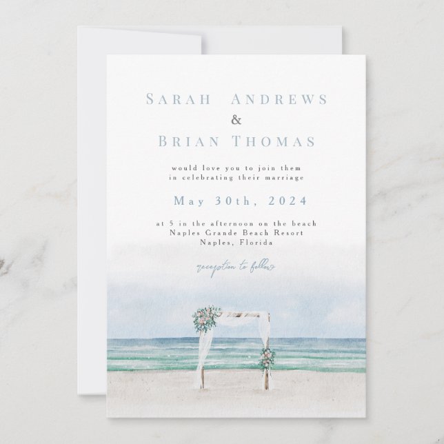 Beach Wedding nvitation Invitation (Front)