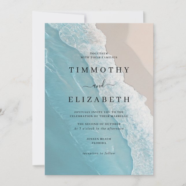 Beach Wedding Ocean Sand Wedding Invitation (Front)