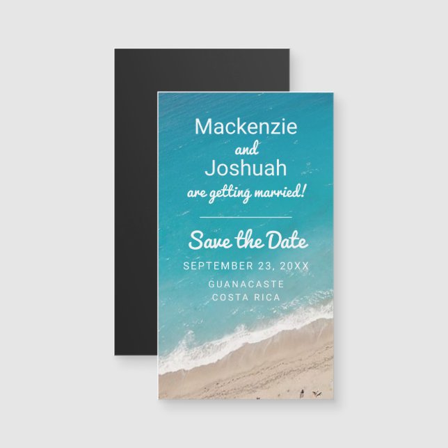Beach Wedding Ocean Save the Date Mini Magnet (Front/Back)